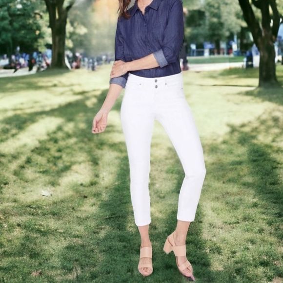 ⚫️⚫️⚫️ NYJD “SHERI SLIM” Jeans Optic White - Picture 1 of 15